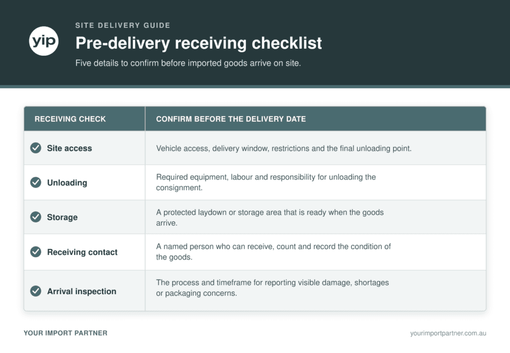 A pre delivery checklist table.