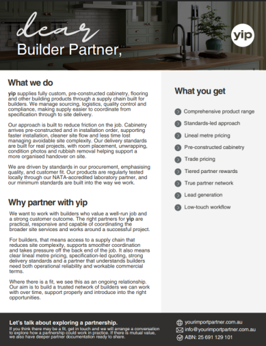 Dear Builder Partner