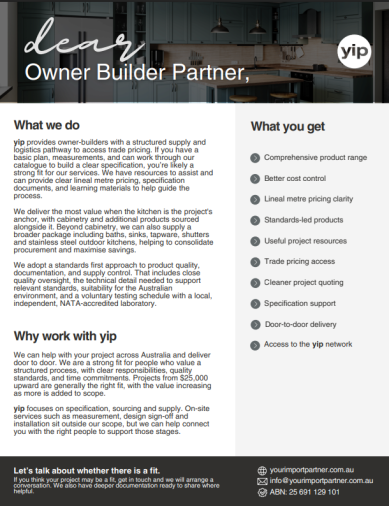 Dear Owner Builder Partner